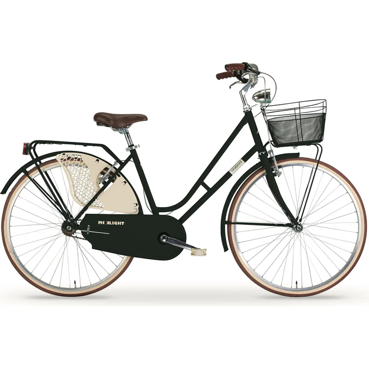 MBM Retrofahrrad Old Style Moonlight, 26 Zoll Cityrad mit Stahlrahmen, V-Bremsen und Gepäckträger