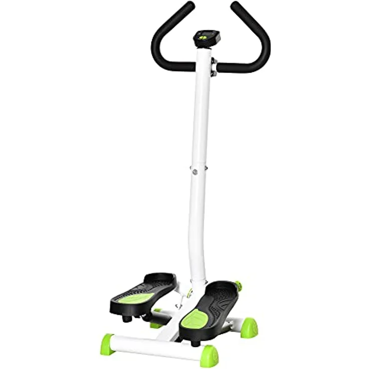 HOMCOM Stepper Fitness Swing Stepper mit LCD-Schirm und Handgriff Hometrainer für Zuhause bis 100 kg Stahl ABS Grün 55 x 44 x 108 cm – Bild 1