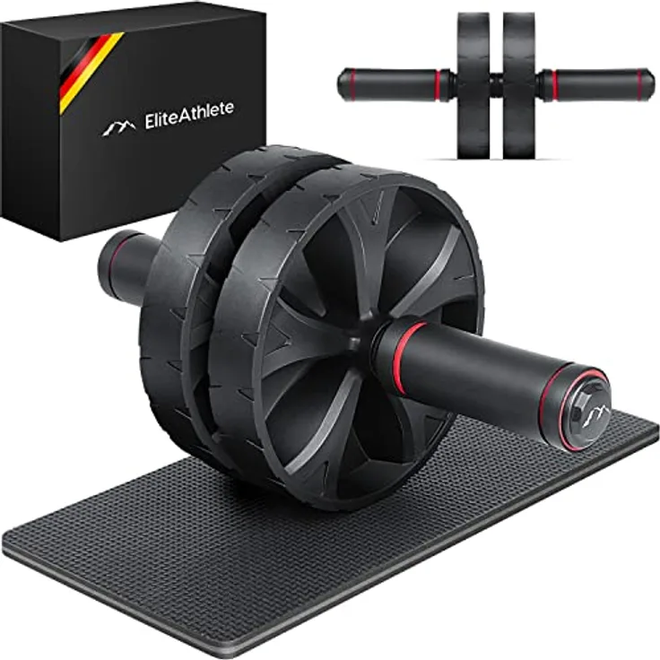 EliteAthlete Bauchroller Bauchmuskeltrainer - Bauchtrainer für Zuhause - Bauch Weg Abdominal Trainer - AB Wheel Roller inkl. gepolsterter Kniematte