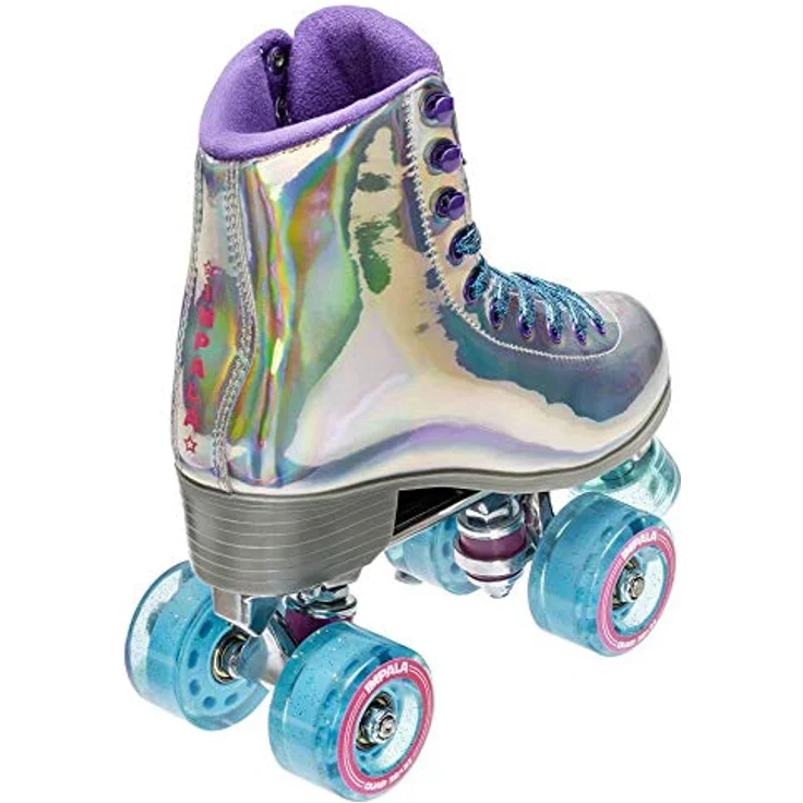 Impala Quad Skate, Damen Rollschuhe mit holographischem Finish, 58 mm Urethanräder, PETA-zugelassen, Silber, Größe 42 – Bild 2
