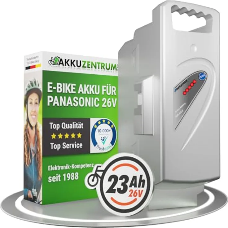 GTE Ersatz-Akku für E-Bike Panasonic 26V 23Ah, leistungsstark, kompatibel mit Kettler, Flyer, Kalkhoff, KTM und Rixe ab 2007