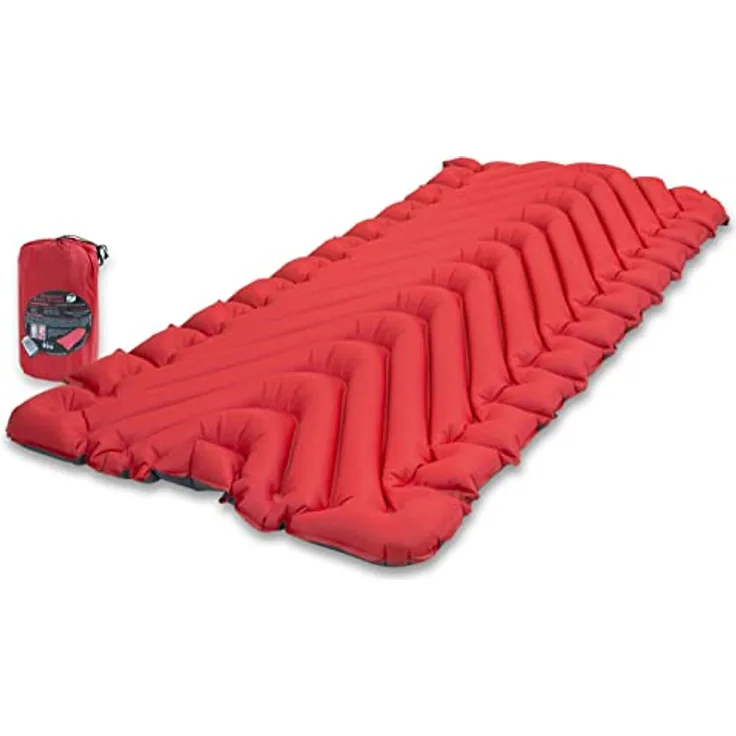 Klymit Insulated Static V Luxe Schlafmatte, rot, 3 Zoll dick, 30 Zoll breit, für alle Jahreszeiten