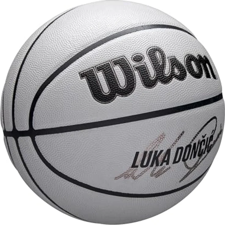 Wilson NBA Player Icon UV Basketball, Dončić Design, Mit UV-Schutz, Pure Feel Textur und True Grip Beschichtung, Farbe: Grau, Größe: 7 – Bild 2