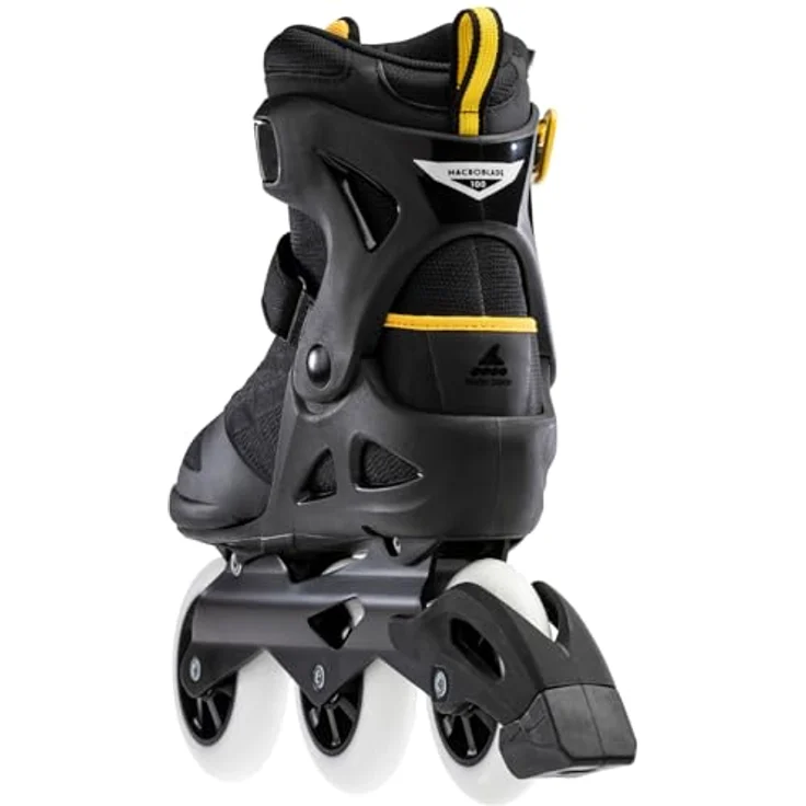 Rollerblade Macroblade 100 3WD, Inline-Skates in Schwarz/Saffron Gelb, hohe Stabilität, 100 mm Supreme-Rollen, geeignet für sportliche Skater, mit Bremse – Bild 3