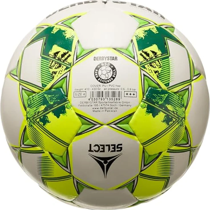 Derbystar Futsalball Brillant TT, Spielball für Unisex mit feinnarbiger Oberfläche und Butyl-Blase, Weiß-Gelb-Grün – Bild 2