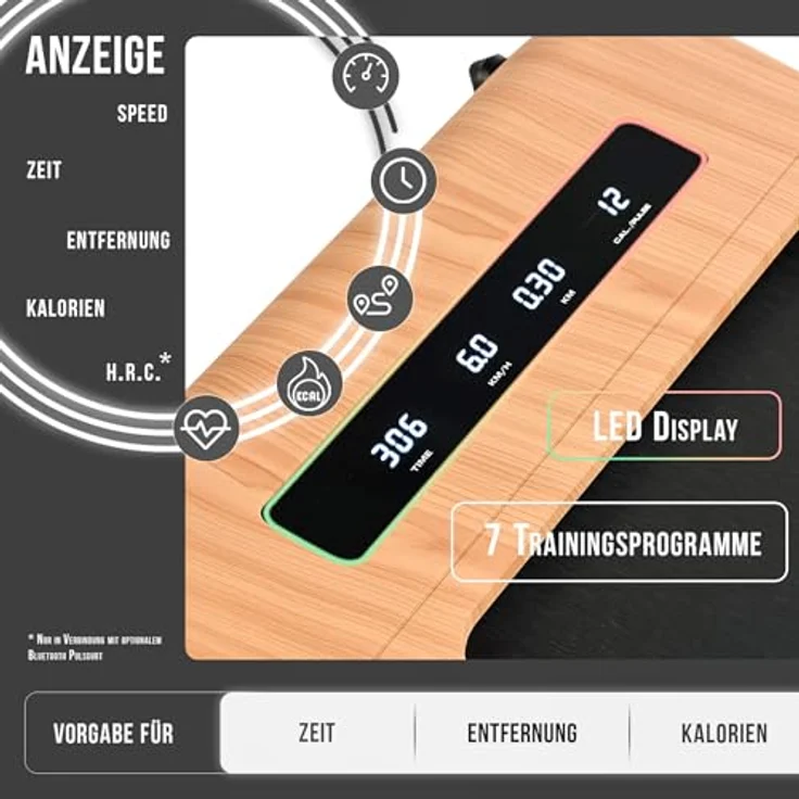 Christopeit Walking Pad 4.2, ultraflaches Laufband (11 cm), bis 6 km/h, 7 Programme, LED-Display, Fernbedienung, Bluetooth, Pulsmessung, kompatibel mit Kinomap/Zwift/Fithome, bis 120 kg, platzsparend – Bild 3