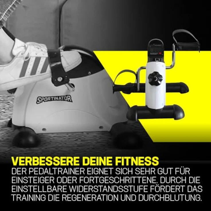 SPORTINATOR Mobility Mini Pedaltrainer – Multifunktionaler Heimtrainer für Beine & Arme mit einstellbarem Widerstand, LCD-Display, kompakt & platzsparend (Schwarz) – Bild 4