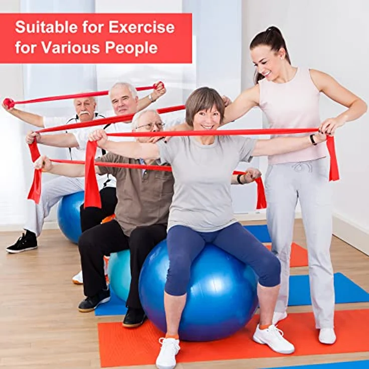 JATEKA Gymnastikband 2m, Widerstandsband aus Naturlatex für Yoga, Pilates und Krafttraining, mittlerer Widerstand, rot mit Trainingsanleitung – Bild 5