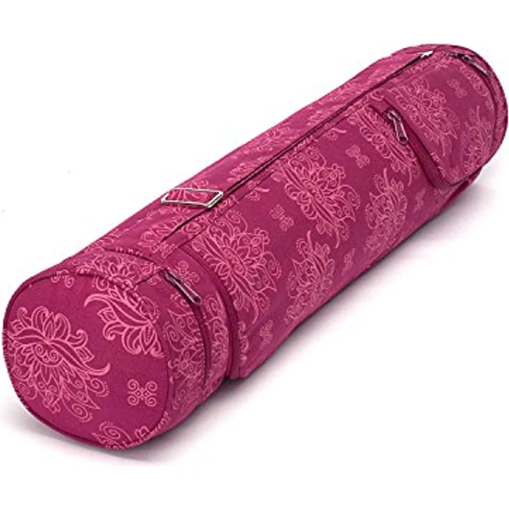 Bodhi Yogatasche ASANA Bag Cotton | Maharaja Collection | Yogamattentasche in verschiedenen Größen | Baumwolltasche für Yogamatte & Zubehör | inkl. Außentaschen | 60 cm | Lotus/Berry