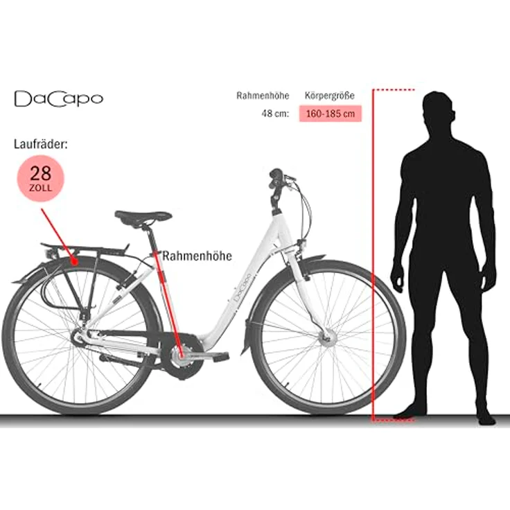 Dacapo Citybike Padova, 28" Damenfahrrad mit SHIMANO 7-Gang Nabenschaltung, Rücktrittbremse, Aluminiumrahmen, Rahmenhöhe 48 cm – Bild 3