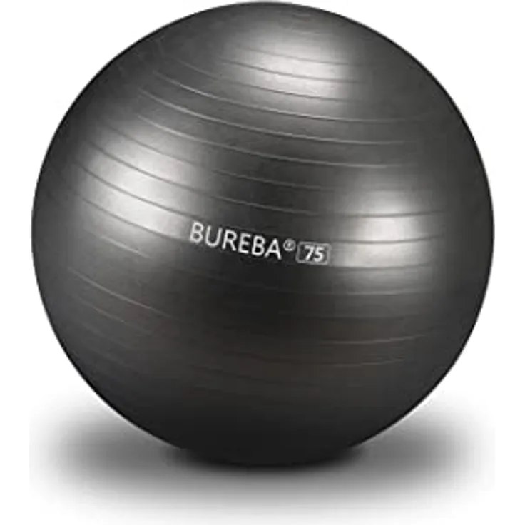 BUREBA Trendy Sport Medi Gymnastikball 75 cm, platzsicher, TÜV- und GS-geprüft, schwarz