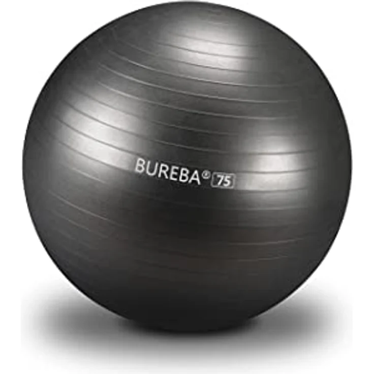 BUREBA Trendy Sport Medi Gymnastikball 75 cm, platzsicher, TÜV- und GS-geprüft, schwarz