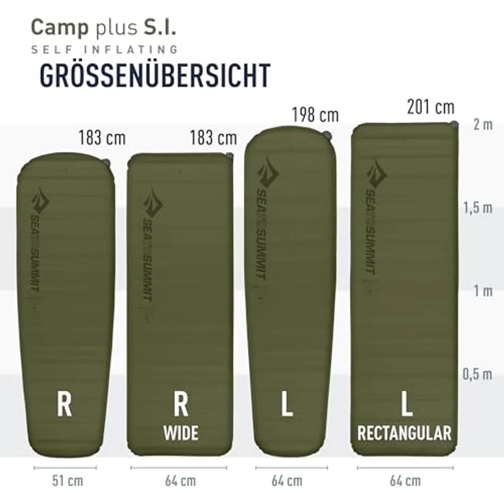 Sea to Summit Camp Plus Self Inflating Isomatte Regular - Dicke & warme Schlafmatte - 4 Jahreszeiten - Green – Bild 5