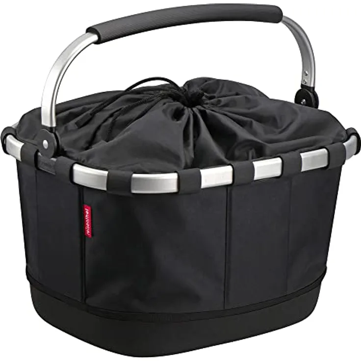 KlickFix Velokorb 24 l, Einkaufskorb mit gepolstertem Tragebügel und Kordelzugverschluss, inkl. UniKlip Adapter, olivgrün