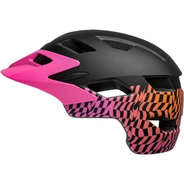 Bell Sidetrack Youth Fahrradhelm, matte pink wavy checks, unisize Schwarz, ergonomisches Design, herausragende Belüftung und erhöhte Sichtbarkeit. – Bild 5