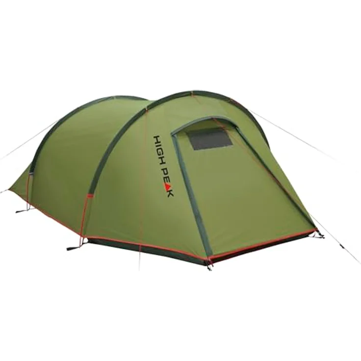 High Peak Zelt Kite 2, Campingzelt für 2 Personen, Tunnelzelt 2,8 kg, 3000 mm wasserdicht, Wetterschutz Eingang, kleines Packmaß, in Rot – Bild 3