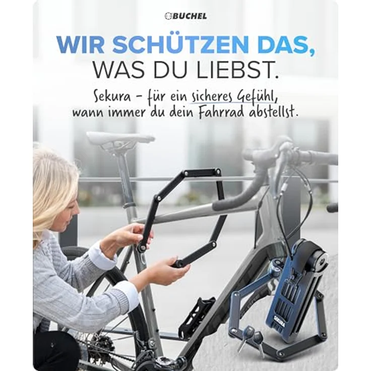 BÜCHEL Sekura Faltschloss Fahrrad, 85 cm, gehärteter Stahl, sicherer Diebstahlschutz, inkl. Halterung, ideal für Bike, E-Bike & Motorrad – Bild 2