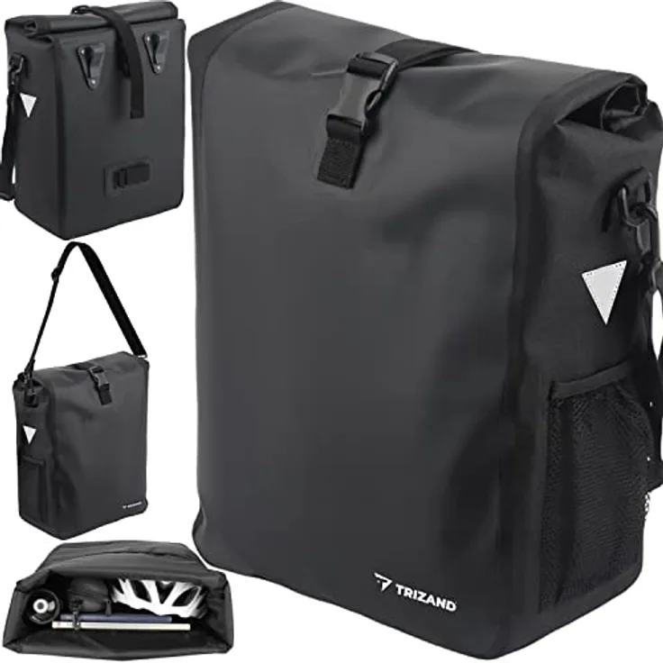 TRIZAND Fahrrad Gepäcktasche Schulter 15L, wasserfester Fahrradrucksack mit Reflektoren und abnehmbarem Schultergurt, Modell 21203