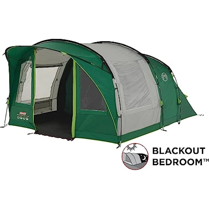 Coleman Rocky Mountain 5 Blackout Zelt | 5 Personen Familien-Tunnelzelt mit 2 speziell abgedunkelten Schlafkabinen und Wohnbereich | 5 Mann Campingzelt | 4500 mm wasserdicht | Eingenähte Bodenplane – Bild 2