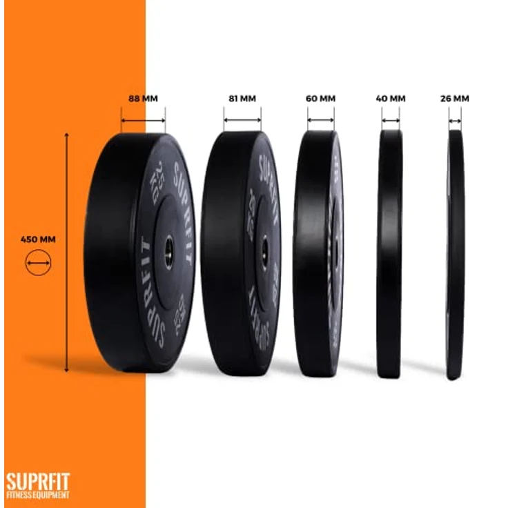 SF SUPRFIT Hantelscheiben 50 mm Gewichtsscheiben aus Vollgummigranulat, 5 kg, (2-tlg), Stoßabsorbierende Hantelscheiben 50mm, schwarz – Bild 3