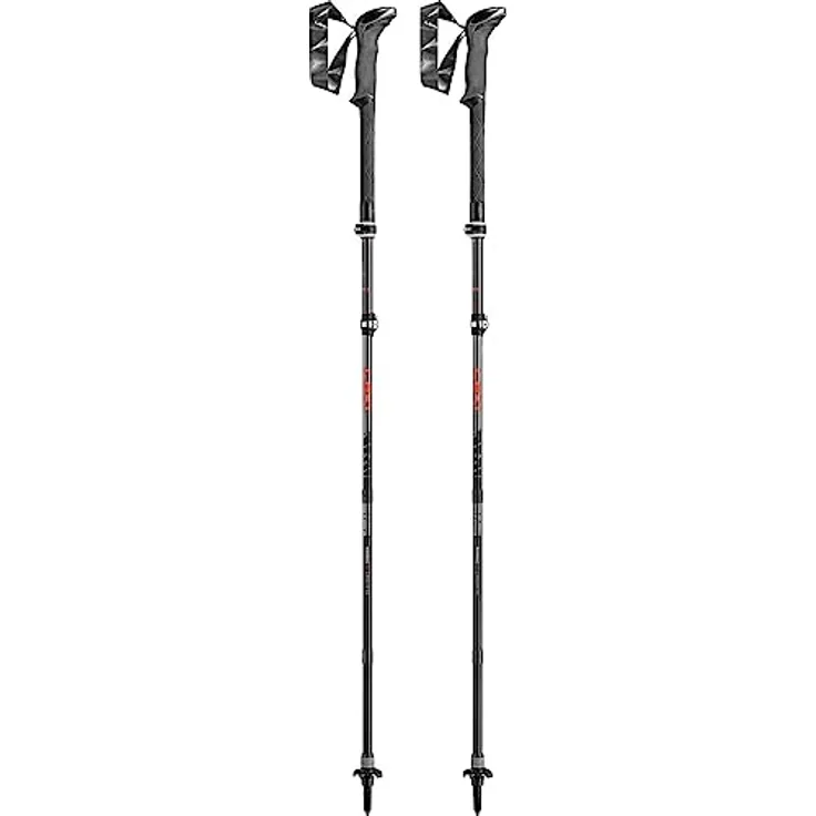 LEKI Makalu FX Carbon AS Stöcke, Light Anthracite-Bright red, 4-teilig, faltbar, verstellbar, Trekking & Bergwandern