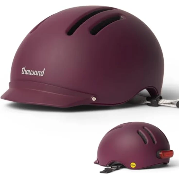 Thousand Chapter Fahrradhelm Deep Burgundy S 54-57 cm, MIPS-Technologie, integriertes Magnetlicht, aktives Belüftungssystem – Bild 1