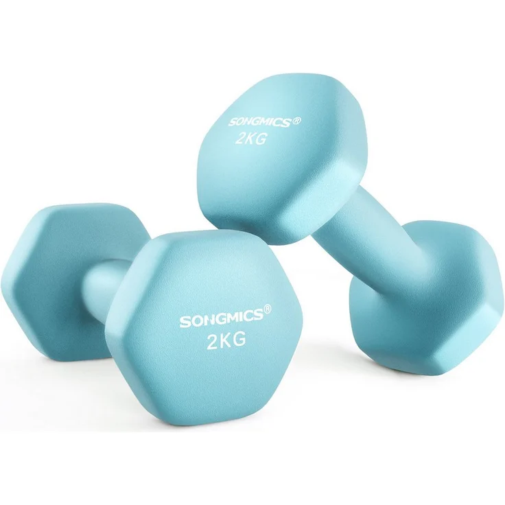 SONGMICS Kurzhantel Hanteln, 2er Set Neopren-Beschichtung, Hexagon, 1KG-5KG, Krafttraining, Workout, Fitnesstraining, bunt