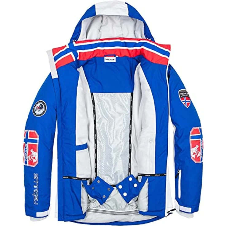 Nebulus MAESTRO SKI Skijacke, wasserdichte und atmungsaktive Winterjacke mit abnehmbarer Kapuze, blau-weiß, XL – Bild 3