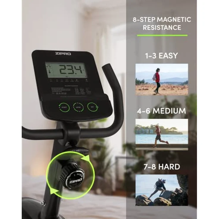 Zipro Heimtrainer Fahrrad Easy, Ergometer Fitnessbikes, Magnetisches Fahrradtrainer, Ergometer Fahrrad bis 150kg, Indoor Bike, Trainingsfahrrad für zuhause, Fahrradergometer Batteriebetrieben – Bild 4