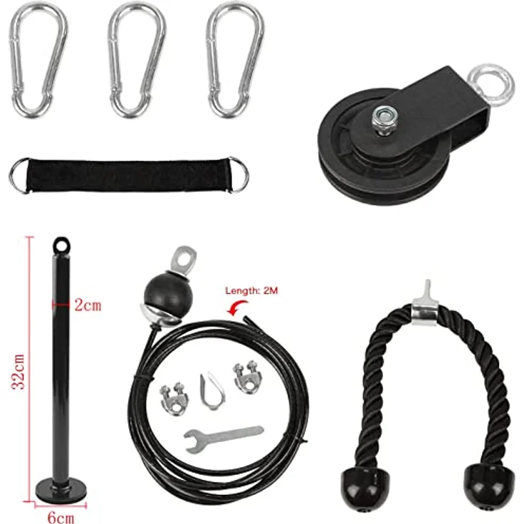 LFJ Latzug Fitness, Kabelzug Pulley Fitness Unterarmtrainer Arm-Krafttraining Trizeps Gewicht Fitnessgerät Trainer Home Gym DIY Riemenscheibensystem – Bild 2