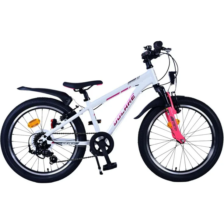 Volare XC Race Kinderfahrrad - 20 Zoll - 7-Gang - Weiß Pink für Mädchen, Alter: 6-8 Jahre, Fat Tires, Sicherheit durch 2 Handbremsen