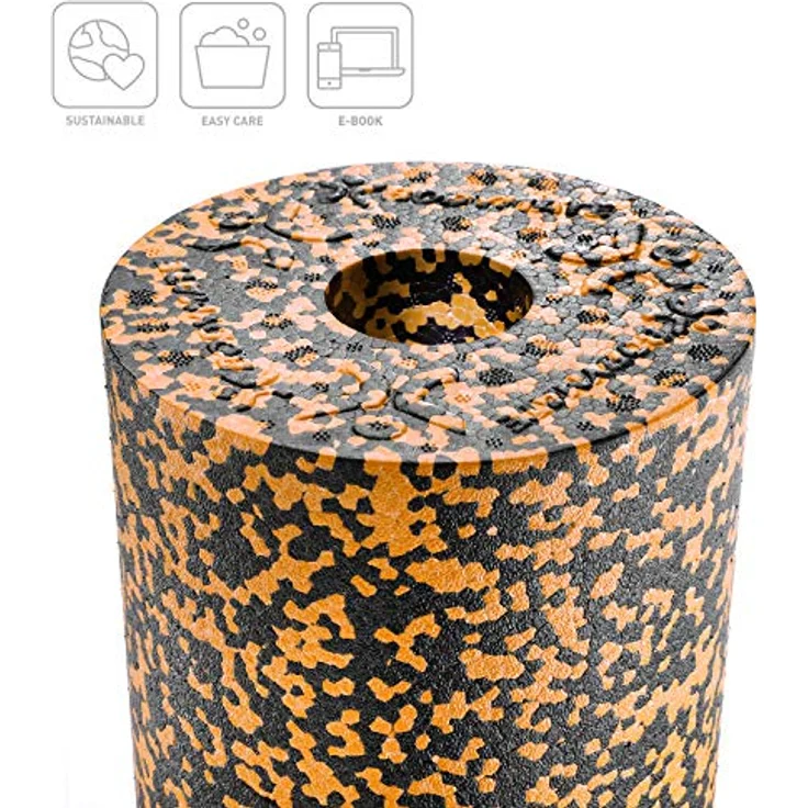 BODYMATE Faszienrolle Standard Mittel-Hart, ideal für Eigenmassage und Regeneration, Black/Orange Tiger-Orange, 30x15cm mit Gratis E-Book – Bild 2
