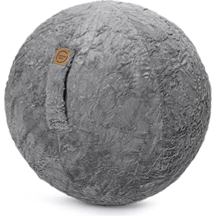 Sitting Ball Sitzball Fluffy Webplüsch mittelgrau ca 65cm Ø, flexibel einsetzbar, inkl. Pumpenadapter und Anleitung