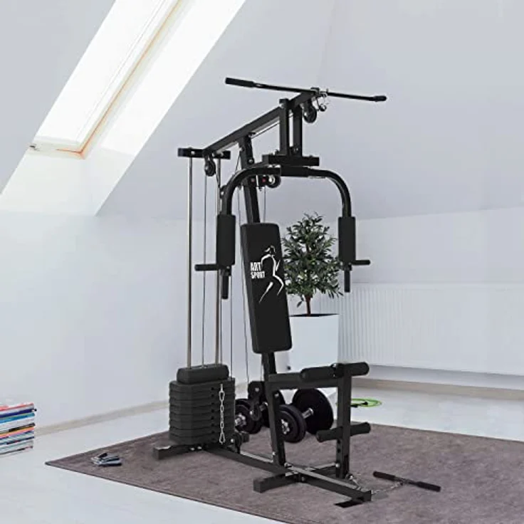 ArtSport Kraftstation ProfiGym 2000 mit Latzug- & Butterflystange, Seilzug & Beinstrecker - 9 Gewichte mit 40kg - Multistation Krafttraining Zuhause – Bild 3