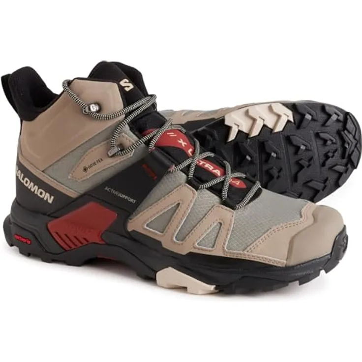 Salomon X Ultra 4 MID GTX, Herren Outdoorschuh mit Gore-Tex-Membran, Khaki Green, wasserdicht, stabil und komfortabel