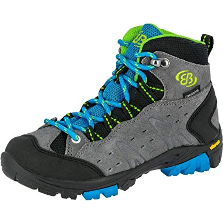 Brütting Mount Bona High Kids, Wanderschuhe für Jungen, Veloursleder, rutschfeste Vibram-Laufsohle, Größe 38, Grau – Bild 1