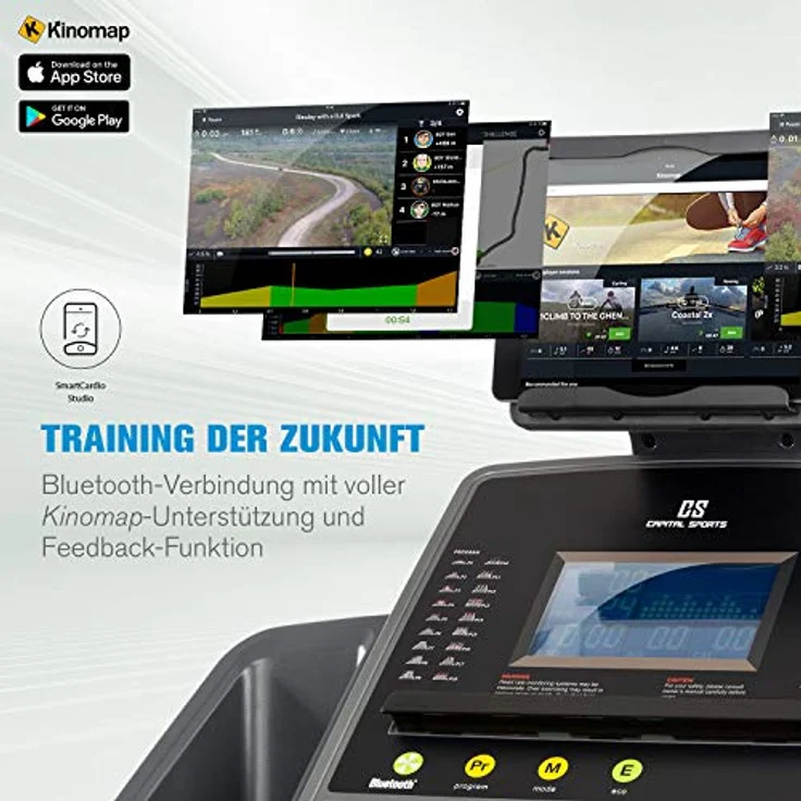 Capital Sports Infinity Pro 4.0 Laufband, 7 PS Treadmill mit 50 x 140 cm Lauffläche, bis 21 km/h, 15% Steigung, Ventilator, Faltbar, grau – Bild 4