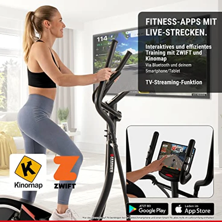 HAMMER Crosstrainer Crosstech XTR BT, inkl. Glute Shaper, Leistungsampel, 21 Programme – Bild 4