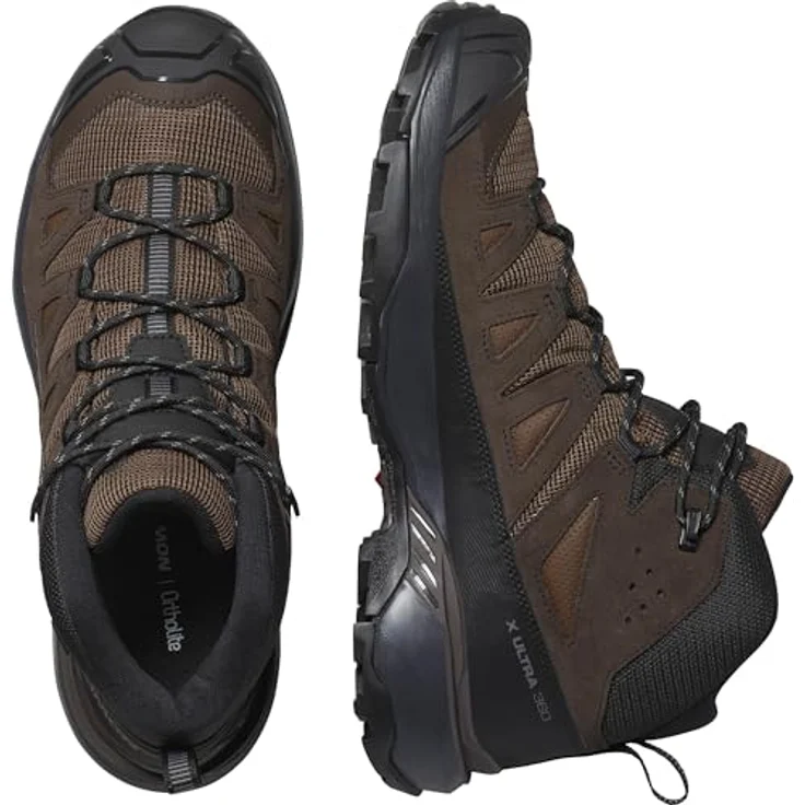 Salomon X ULTRA 360 Leather Mid GTX, Herren Wanderschuhe mit GORE-TEX, braun, EU 42 2/3 UK 8.5 – Bild 5