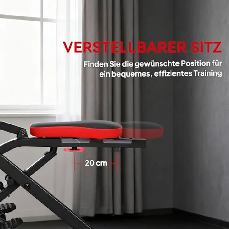 SPORTNOW Total Power Body Crunch Heimtrainer mit verstellbarem Sitz, klappbar und kompakt, 100 kg belastbar, für Brust, Bauch, Gesäß, Beine und Arme, rot – Bild 3