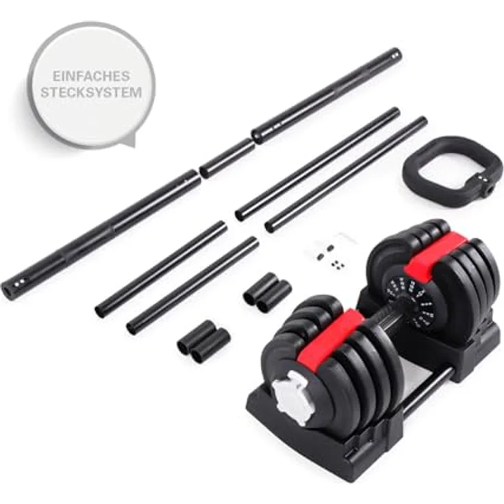 Sport-Tec 3 in 1 Multi Hantel-Set 1-19 kg, vielseitiges Hantelset für Ganzkörpertraining, platzsparend - Schwarz – Bild 3