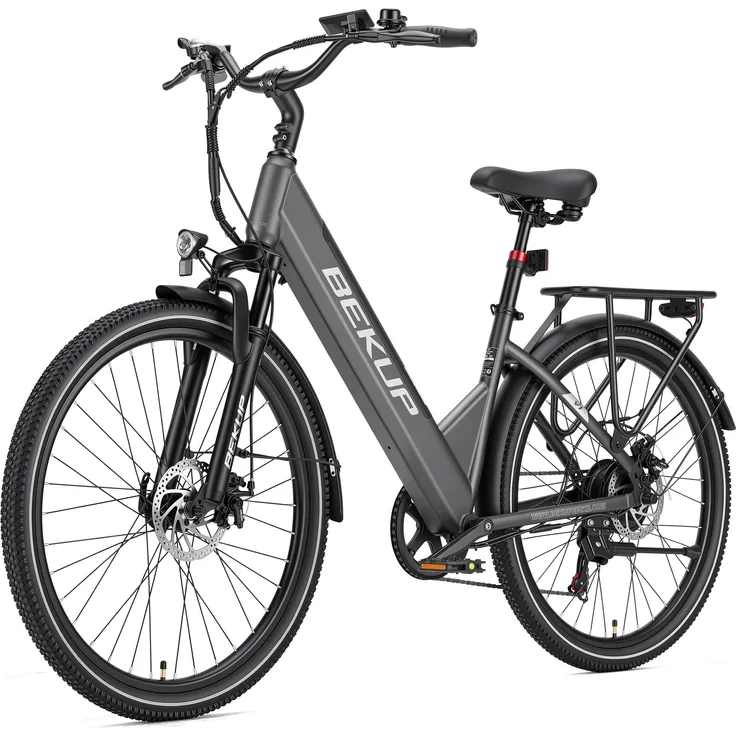 VANKEL E-Bike Cityrad V1, 26 Zoll Tiefeinsteiger, 522 Wh Akku, 45 Nm, Shimano 7-Gang, Heckmotor
