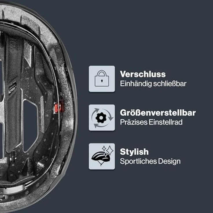 Uvex Stride, robuster Fahrradhelm für Damen und Herren, individuelle Größenanpassung, Schwarz matt, 56-59 cm – Bild 3