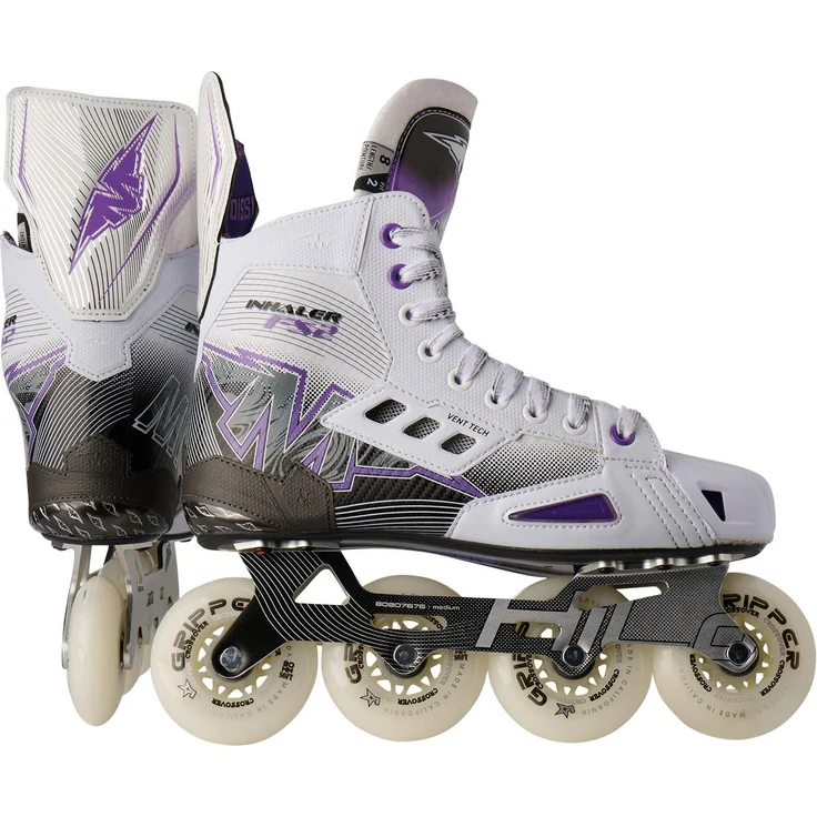 Mission Inhaler FS2 Intermediate Inline Hockey Skates, komfortable Hockeyschuhe mit robustem Aluminiumrahmen und lila Akzenten, EU39