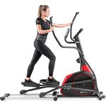 HS HOP-SPORT Crosstrainer HS-095CF mit Unterlegmatte - Ellipsentrainer 30kg Schwungmasse - Ellipsen Crosstrainer max. Benutzergewicht 135kg - Crosswalker Schwarz