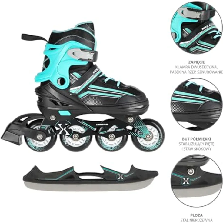 Nils NH18190 Extreme, Inline Skates mit Aluminiumkufe, ABEC7-Rädern und vierstufiger Größenverstellung (29-33) – Bild 2