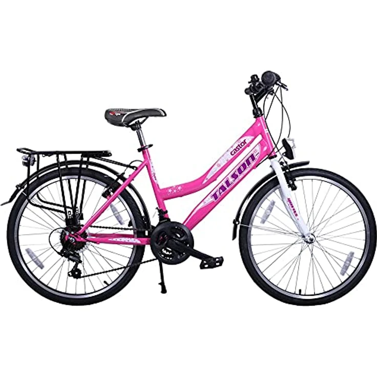 Talson 26 Zoll Mädchenfahrrad 21-Gang Shimano Schaltung mit Beleuchtung nach STVO Rosa Doppelrahmen, Cityrad - Preisvergleich – Bild 5