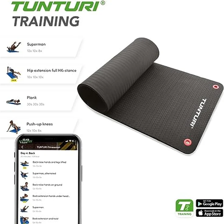 Tunturi Fitnessmatte Pro 180 X 60 X 1,8 cm, 14TUSFU266 - Preisvergleich – Bild 3