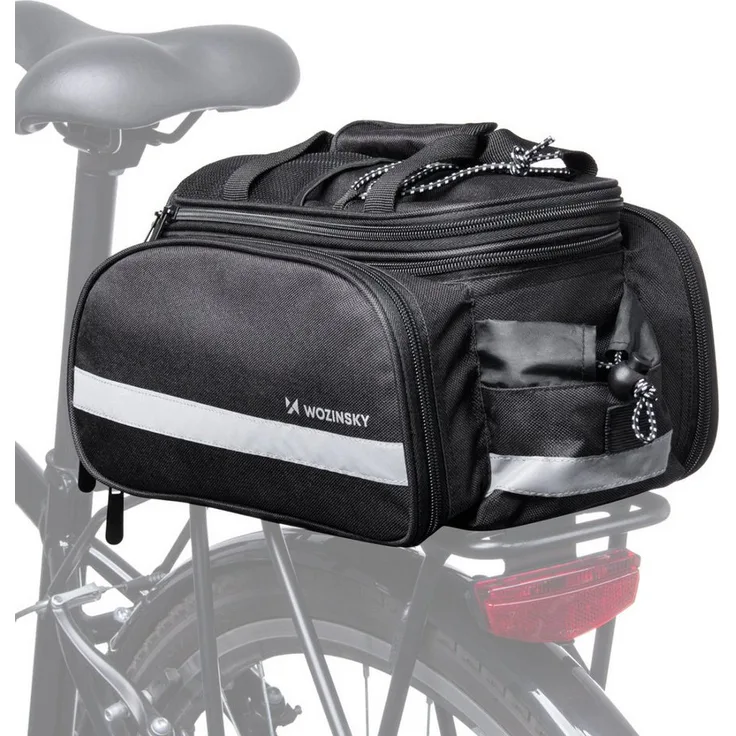 Wozinsky WBB36BK, 2-tlg. Fahrradtasche mit 27L Volumen, spritzwassergeschützt, schwarz, mit Reflektoren