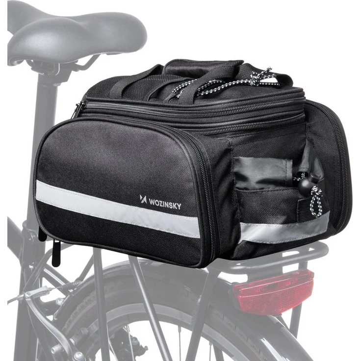 Wozinsky WBB36BK, 2-tlg. Fahrradtasche mit 27L Volumen, spritzwassergeschützt, schwarz, mit Reflektoren
